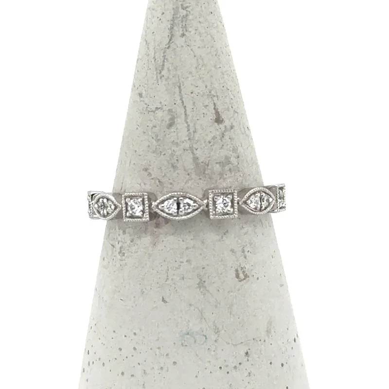 Adjustable Fashion Rings in Leather and Brass with a Tribal - Inspired Design14K White Gold Diamond Stackable Band