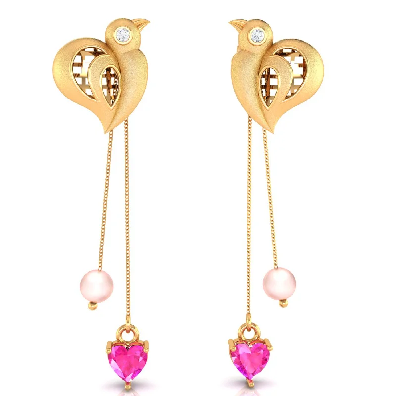 Tennis - Style Women's Diamond Rings with a Continuous Row of Diamonds for a Classic and Versatile Look14k Bird And Pink Hearts And Pearls Gold Earrings