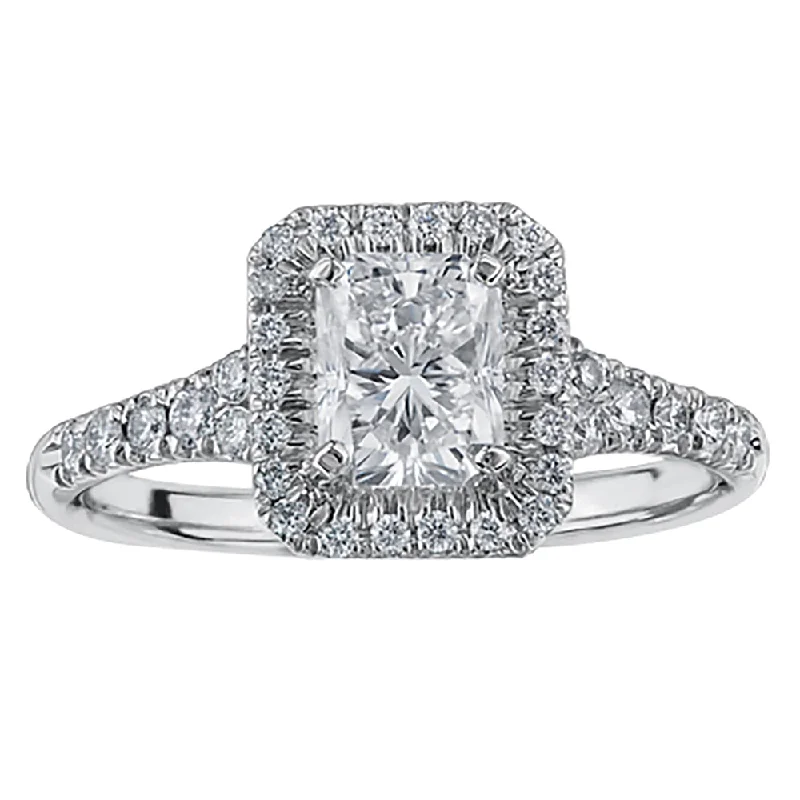 Marquise - Cut Women's Diamond Rings in Palladium for a Unique and Elongated ShapeRadiant Cut Canadian Diamond Ring with Halo