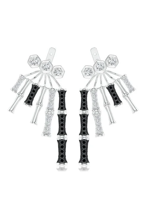 Adjustable - Back Crystal Stud Earrings in Clear for a Sparkling and Versatile PieceIndochine Linear Rattan Earrings