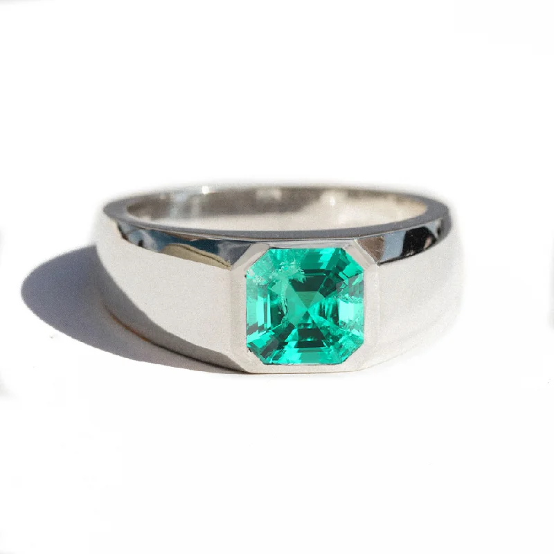 Men's Black Onyx Engagement Rings Set in Titanium for a Modern and Bold LookAsscher Cut Emerald Signet Ring