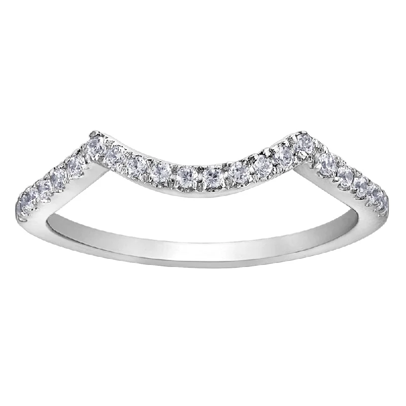 Vintage - Style Women's Diamond Rings with Floral - Engraved Bands and Multiple Diamond AccentsCurved Diamond Wedding Band