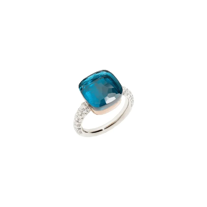 Open - Band Fashion Rings in Sterling Silver with Gemstone InlaysLondon Blue Topaz and Diamond Nudo Maxi Ring