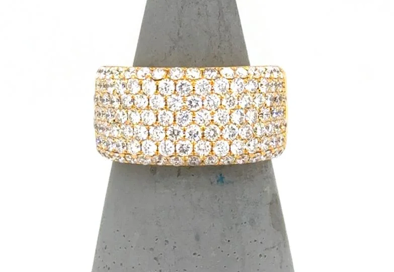 Rhinestone - Embellished Fashion Rings in Silver - Tone Metal for a Glamorous Touch14K Yellow Gold Wide Pave Band