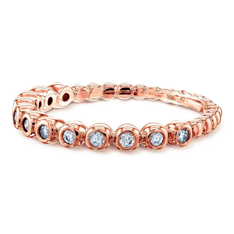 Vintage - Reproduction Fashion Rings in Bronze with Cameo - Style MedallionsRibbed Bezel Diamond Band 10k Rose Gold