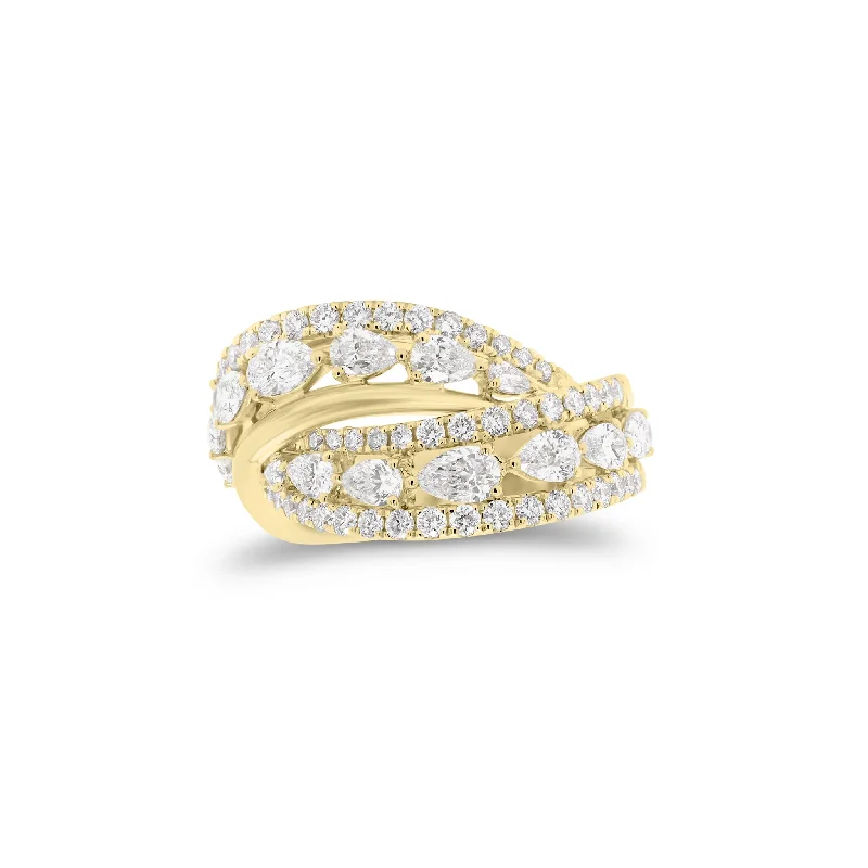 Enamel - Coated Fashion Rings in Bright Colors with Animal - Print PatternsRound & Pear-Shaped Diamond Crossover Ring