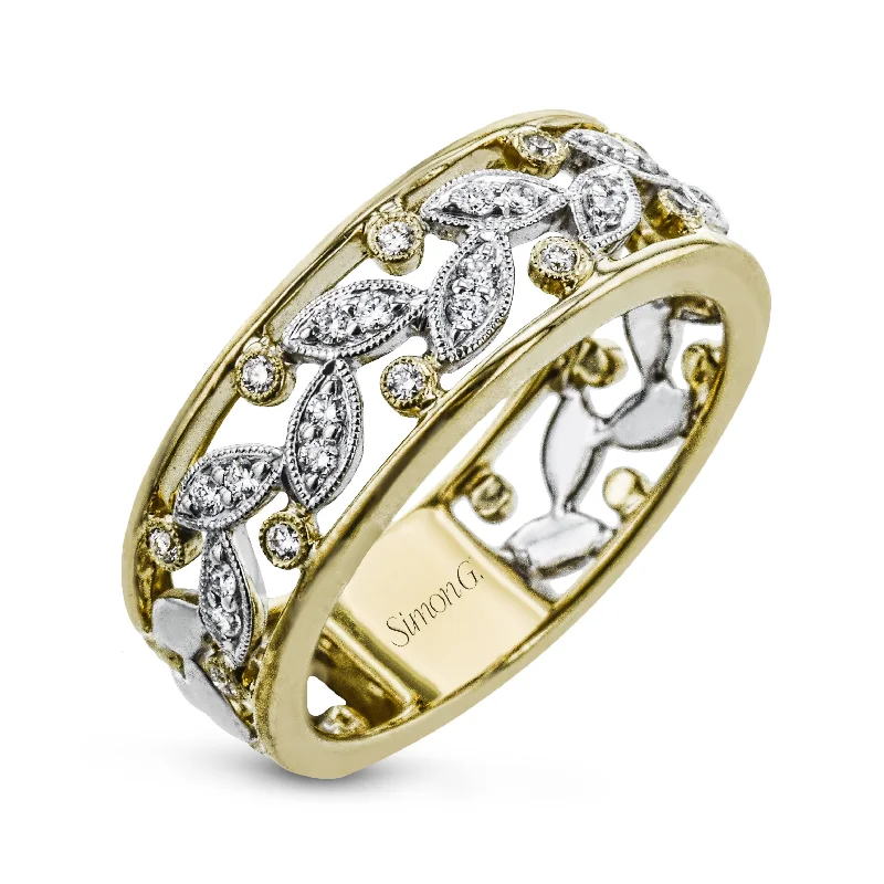 Vintage - Style Women's Diamond Rings with Floral - Engraved Bands and Multiple Diamond AccentsDiamond Ring with Floral Detailing