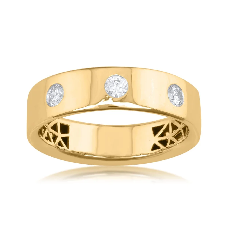 Vintage - Style Women's Diamond Rings with Floral - Engraved Bands and Multiple Diamond Accents18K YG Men's Diamond Ring-1pc