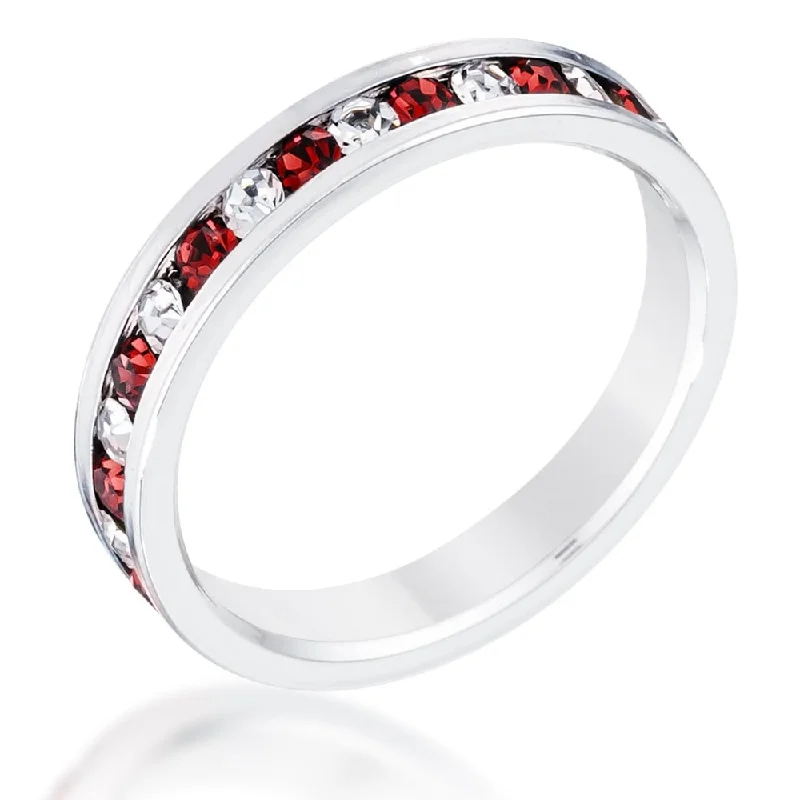 Knuckle - Duster Fashion Rings in Black - Plated Metal with Spike DetailsClear And Red Alternating Crystal Eternity Ring