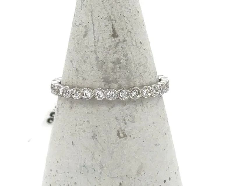 Textured Fashion Rings in Pewter with Hammered and Embossed Surfaces18K White Gold Diamond Stackable Eternity Band