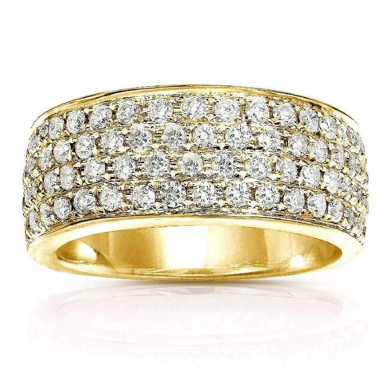 Magnetic Fashion Rings in Stainless Steel with a Modern, Interlocking Design1 Carat TW Four-Row Diamond Pavé Band