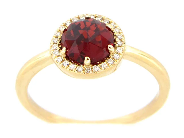 Bangle - Style Fashion Rings in Rose - Gold - Plated Aluminum with Etched Patterns14K Yellow Gold Garnet & Diamond Halo Ring