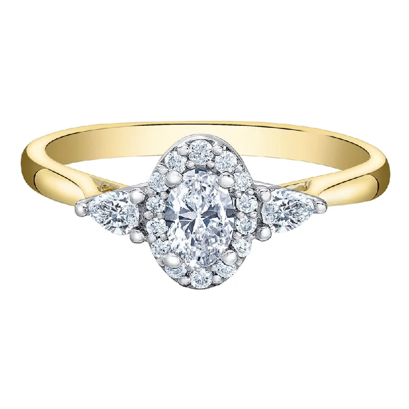 Signature - Design Women's Diamond Rings with a Brand - Specific Pattern and High - Quality DiamondsOval Canadian Diamond Cluster Ring