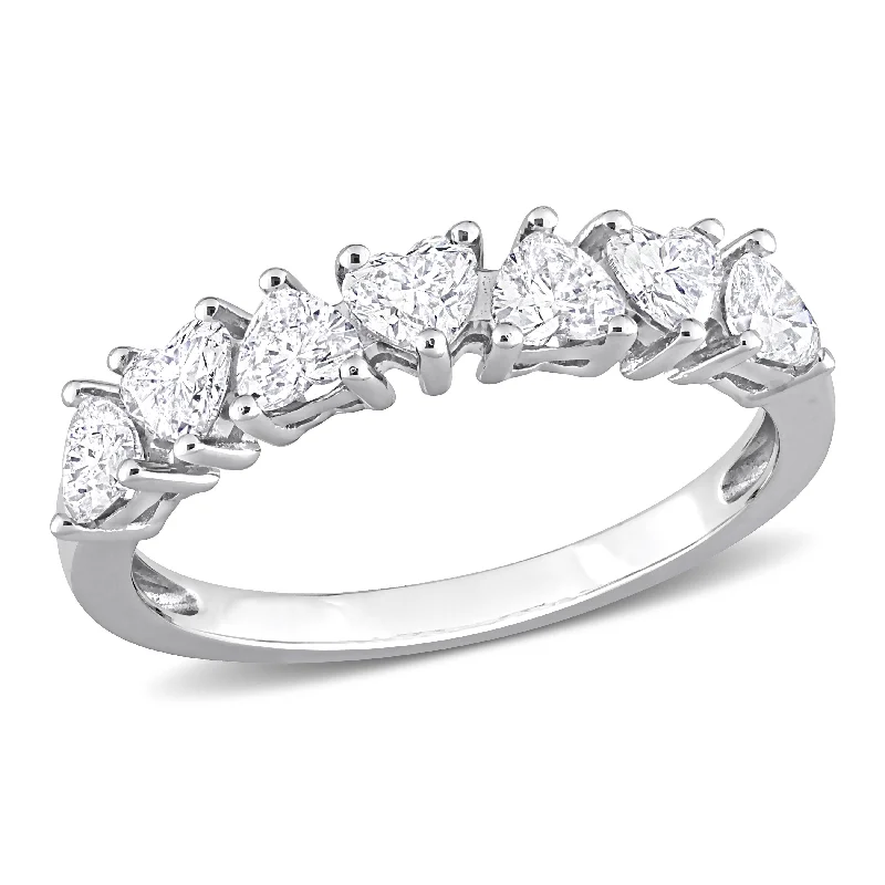 Women's Diamond Rings with Side - Stone Pave Setting for a Sparkling and Continuous ShineMiadora 1ct TW Heart-Cut Diamond Anniversary Ring in 14k White Gold