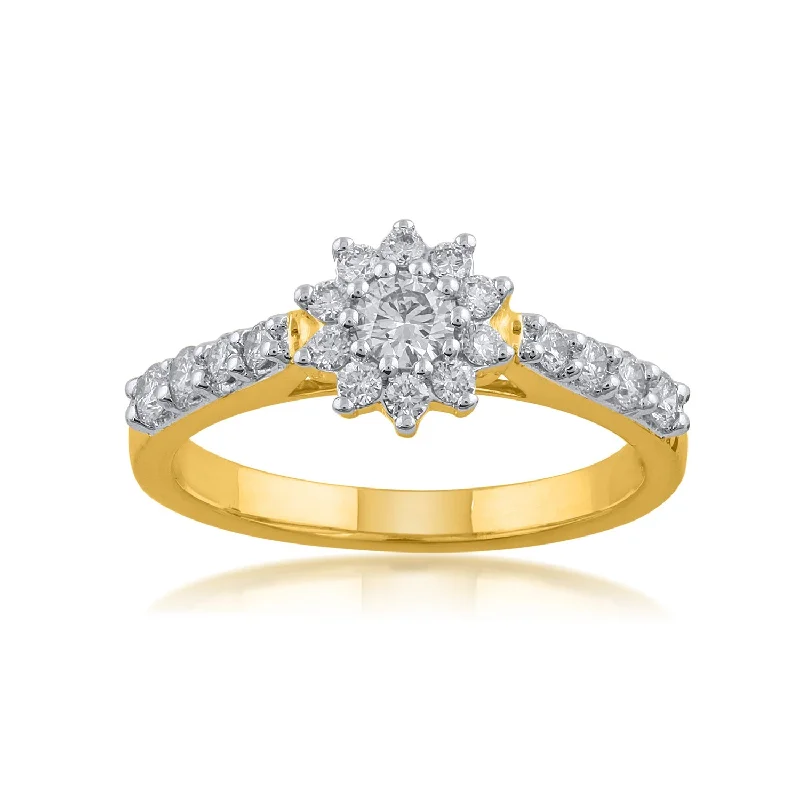 Tennis - Style Women's Diamond Rings with a Continuous Row of Diamonds for a Classic and Versatile Look18K YG Star Diamond Ring-1pc