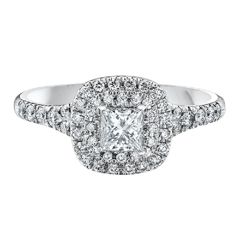 Cathedral - Style Women's Diamond Rings with a Raised Center Setting and Elaborate MetalworkTides of Love Canadian Diamond Engagement Ring