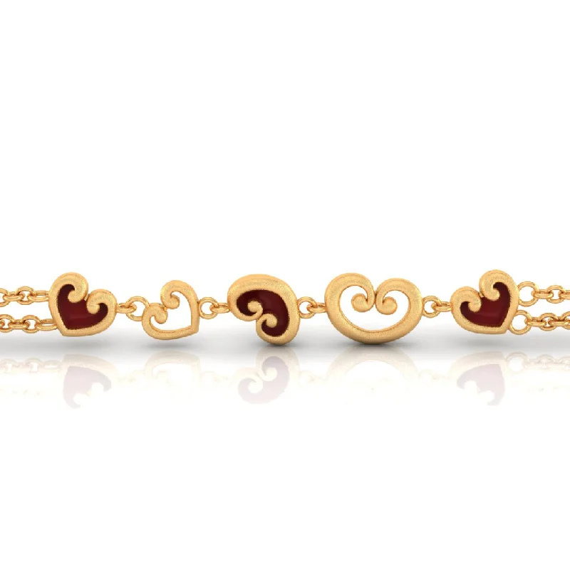 Signature - Design Women's Diamond Rings with a Brand - Specific Pattern and High - Quality Diamonds14k  Filled Multiple Maroon Hearts Gold   Bracelet