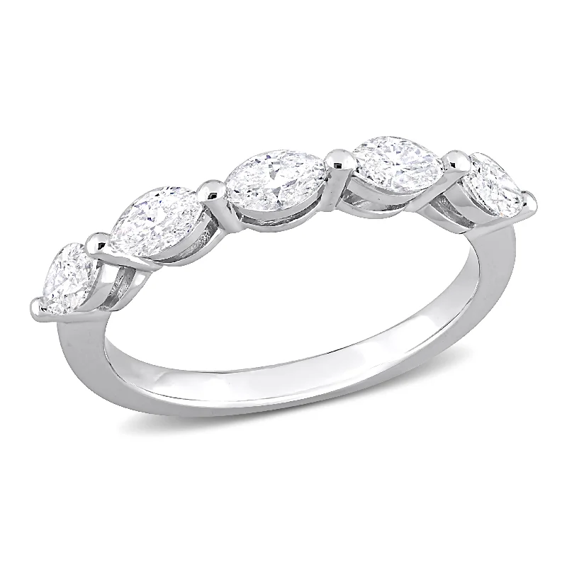 Women's Diamond Rings with Side - Stone Pave Setting for a Sparkling and Continuous ShineMiadora 3/4ct TDW Marquise-Cut Diamond Anniversary Ring in 14k White Gold