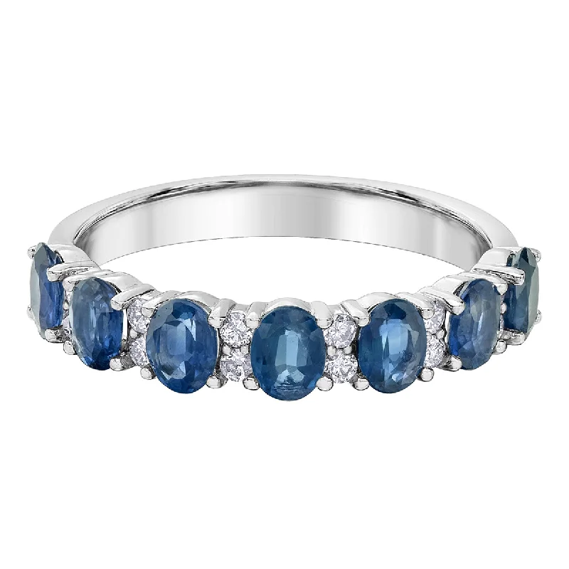 Pear - Shaped Women's Diamond Rings in Yellow Gold with a Single - Diamond Pendant LookOval Sapphire and Diamond Half-Eternity Band