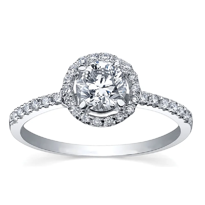 Vintage - Style Women's Diamond Rings with Floral - Engraved Bands and Multiple Diamond AccentsFloating Round Canadian Diamond Engagement Ring