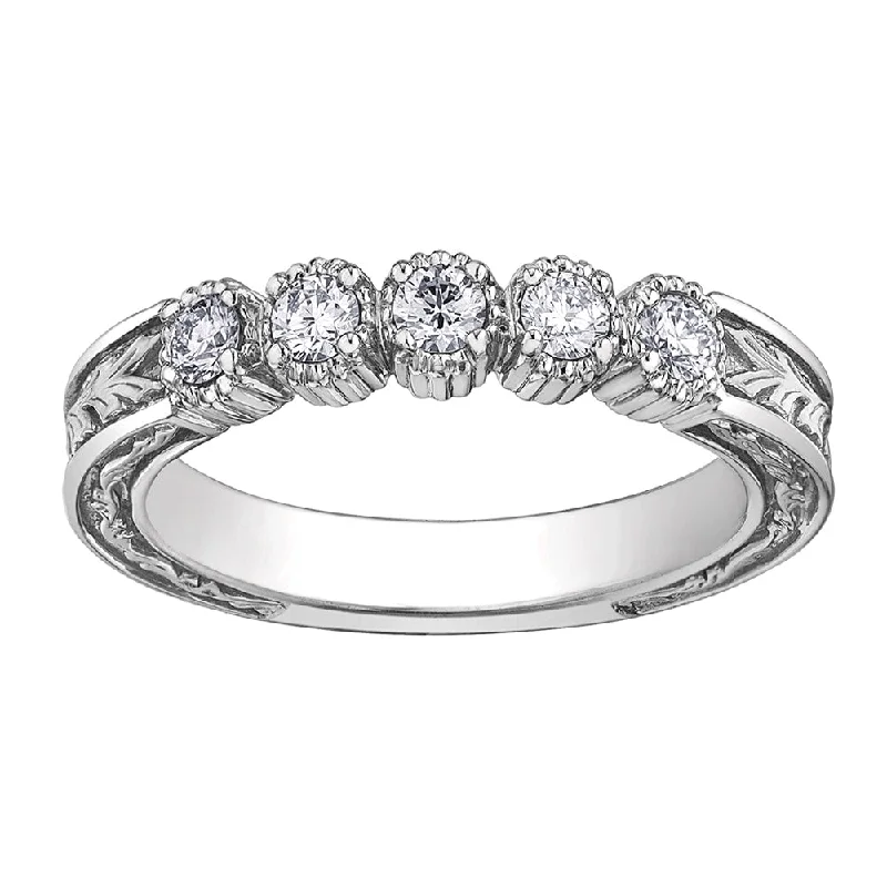 Art Deco - Inspired Women's Diamond Rings with Geometric Designs and Baguette - Cut DiamondsCanadian Diamond Vintage Frost Wedding Band