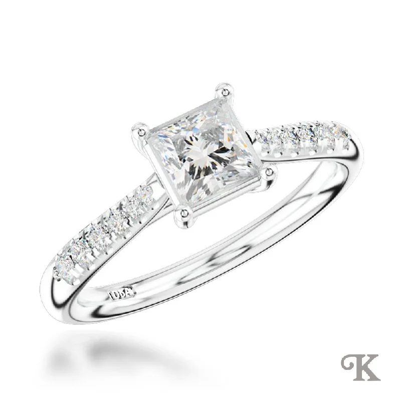 Men's Topaz Engagement Rings in 10K Gold with a Channel - Set Diamond BandSkye Classic Princess Solitaire