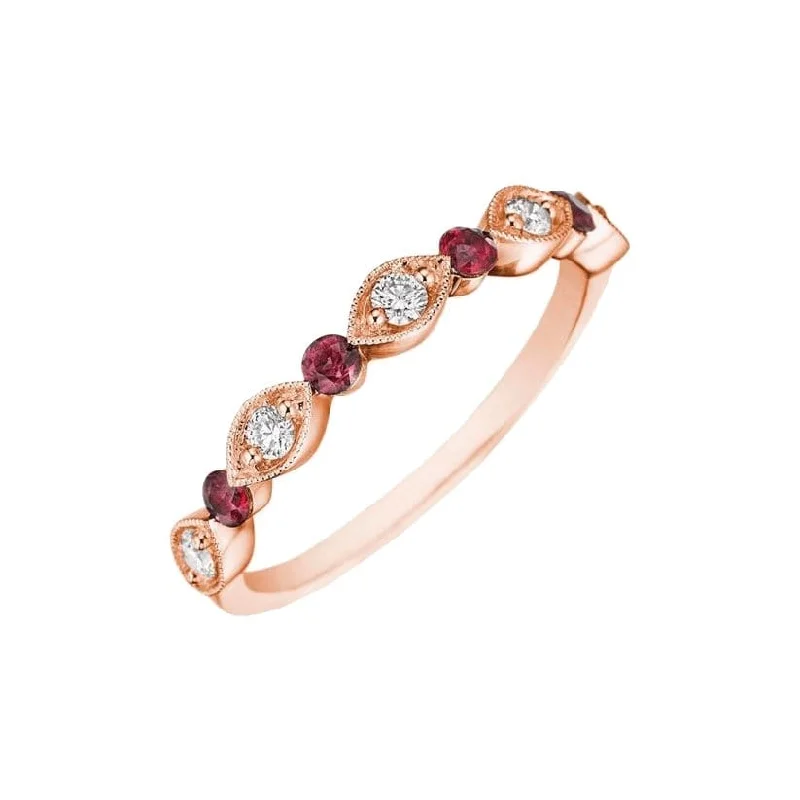 Pearl - Adorned Fashion Rings in Gold - Tone Alloy for a Sophisticated LookRuby and Diamond Band