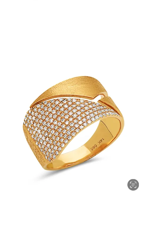 Rhinestone - Embellished Fashion Rings in Silver - Tone Metal for a Glamorous Touch14K Yellow Gold Pave Diamond Band