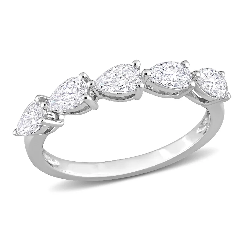 Marquise - Cut Women's Diamond Rings in Palladium for a Unique and Elongated ShapeMiadora 1ct TDW Pear Shape Diamond Semi-Eternity Band in 14k White Gold