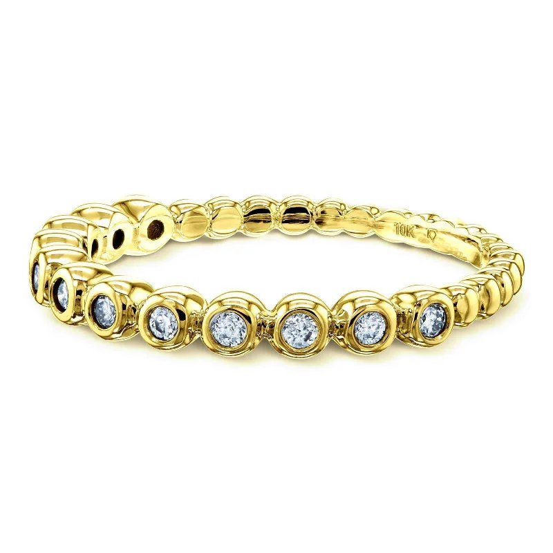 Rhinestone - Embellished Fashion Rings in Silver - Tone Metal for a Glamorous TouchRibbed Bezel Diamond Band 10k Yellow Gold