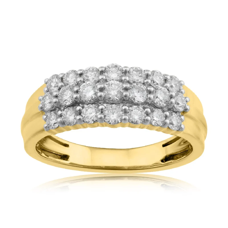 Art Deco - Inspired Women's Diamond Rings with Geometric Designs and Baguette - Cut Diamonds18K YG Band Diamond Ring-1pc