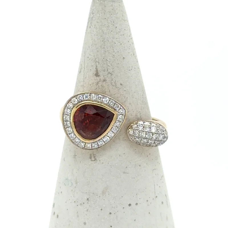 Adjustable Fashion Rings in Leather and Brass with a Tribal - Inspired Design18K Yellow Gold Garnet & Diamond “Toi Et Moi” Ring