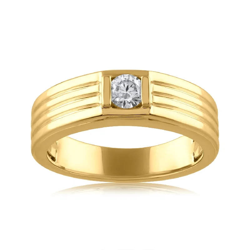 Tennis - Style Women's Diamond Rings with a Continuous Row of Diamonds for a Classic and Versatile Look18K YG Solitaire Men Diamond Ring-1PC