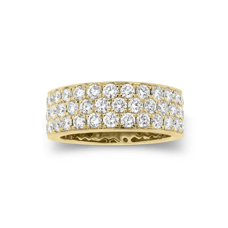 Rhinestone - Embellished Fashion Rings in Silver - Tone Metal for a Glamorous TouchDiamond Triple Row Band