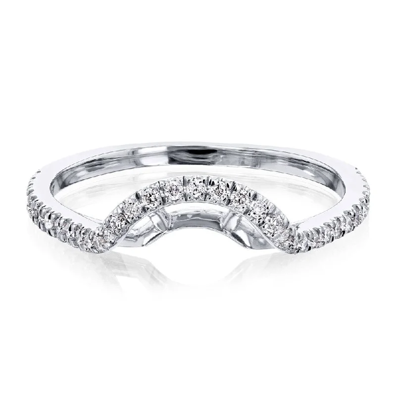 Women's Solitaire Diamond Rings with Round - Cut Diamonds and Platinum Settings for an Elegant EngagementAnnello by Kobelli 14k White Gold 1/5ct TDW Curved Diamond Wedding Ring (GH, I1-I2)