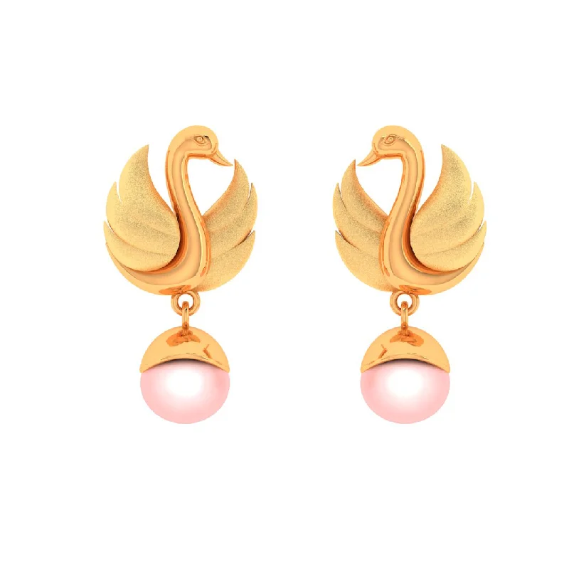 Signature - Design Women's Diamond Rings with a Brand - Specific Pattern and High - Quality Diamonds14k Swan Style With Pearl Gold Earrings