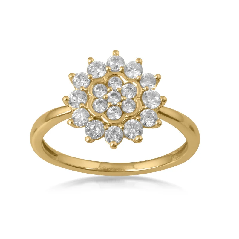 Cathedral - Style Women's Diamond Rings with a Raised Center Setting and Elaborate Metalwork18K YG Ghera Diamond Ring-1pc