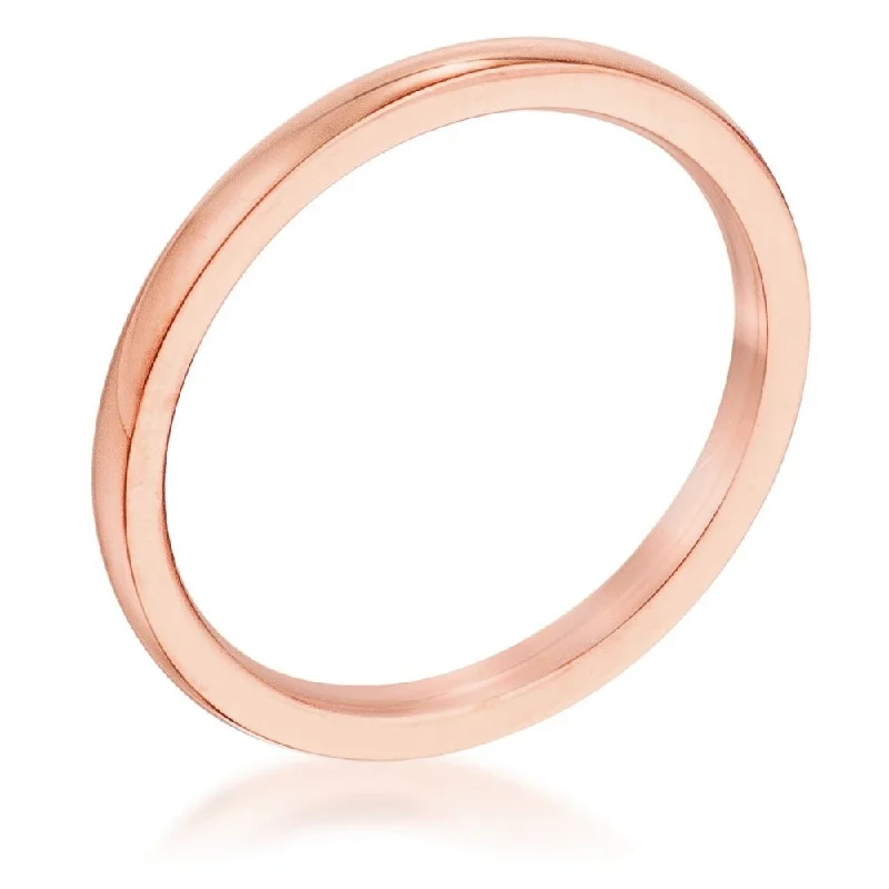 Stackable Fashion Rings in Rose - Gold Tone with Delicate Floral EngravingsSleek 2Mm Ipg Stainless Steel Wedding Band For Lasting Durability