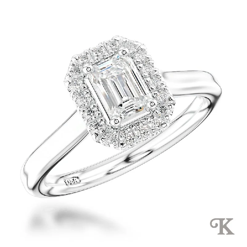 Men's Topaz Engagement Rings in 10K Gold with a Channel - Set Diamond BandSkye Pure Emerald Halo