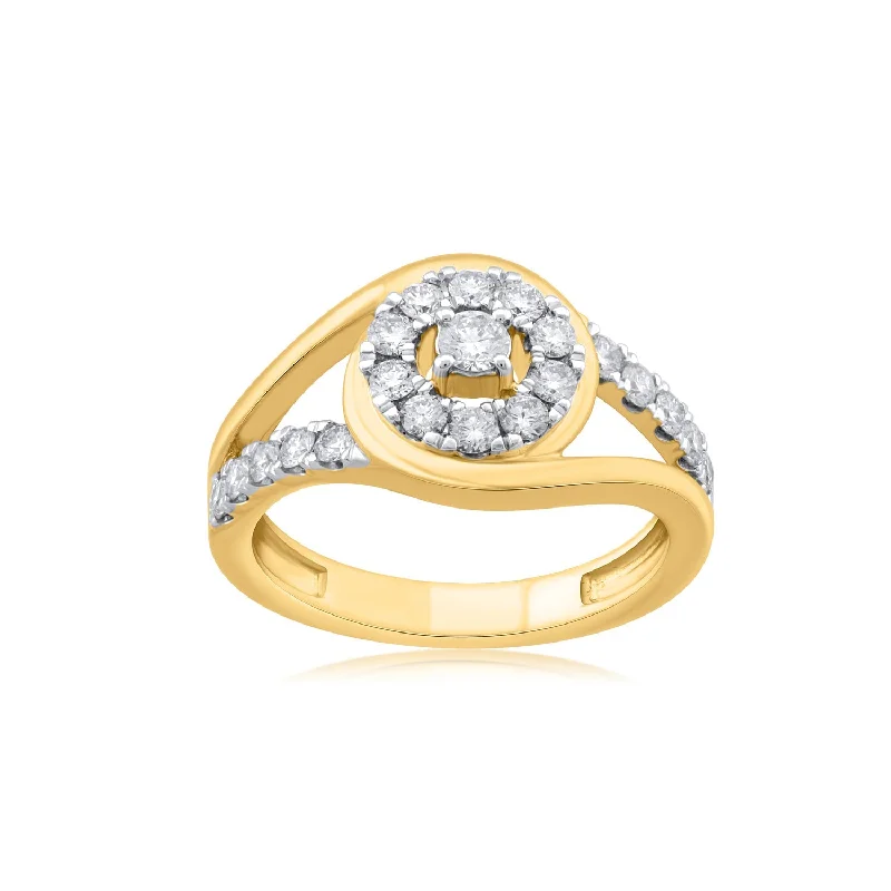 Women's Diamond Rings with Side - Stone Pave Setting for a Sparkling and Continuous Shine18K YG Fancy Diamond Ring-1pc