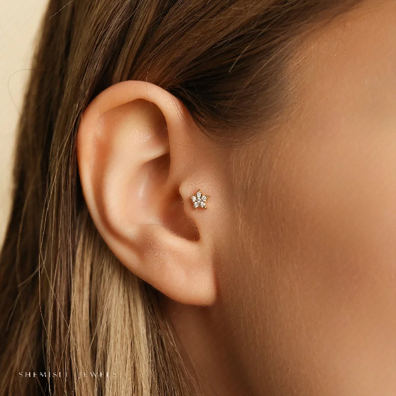 Vintage - Inspired Filigree - Worked Stud Earrings in Gold - Tone for an Antique AestheticTiny 5 Pointed Star Threadless Flat Back Tragus Stud, 20,18,16ga, 5-10mm Unisex, Surgical Steel SHEMISLI SS992