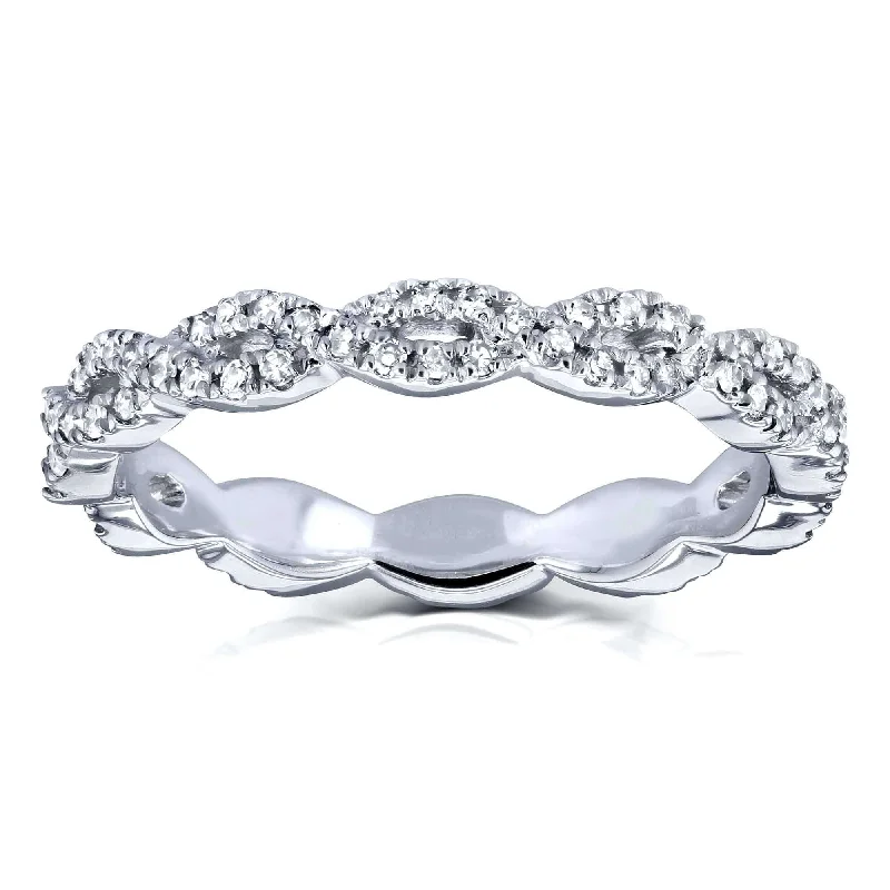 Open - Band Fashion Rings in Sterling Silver with Gemstone InlaysBraided Diamond Eternity Ring