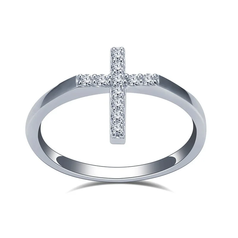 Statement - Making Fashion Rings in Gold - Plated Brass with Oversized Cubic Zirconia StonesLab Diamond Cross Fashion Ring