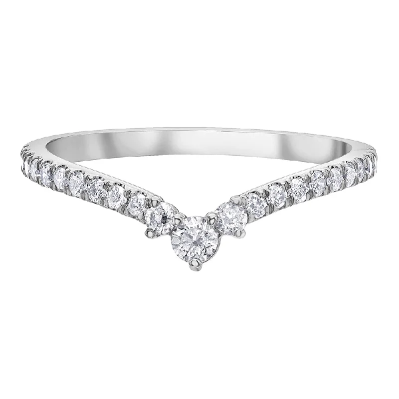 Cathedral - Style Women's Diamond Rings with a Raised Center Setting and Elaborate MetalworkDiamond V-Shaped Band