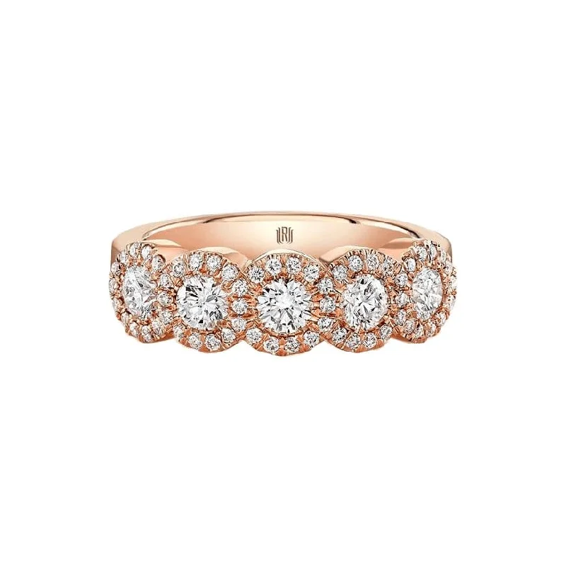 Bangle - Style Fashion Rings in Rose - Gold - Plated Aluminum with Etched PatternsDiamond Halo Band