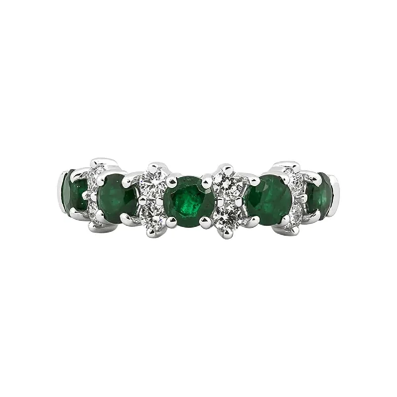 Minimalist Fashion Rings in Stainless Steel with a Single Solitaire CrystalEmerald and Diamond Band