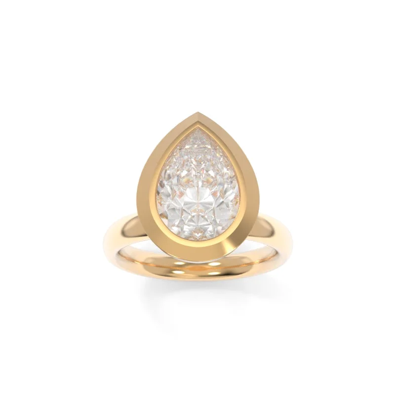 Men's Opal Engagement Rings in 10K Gold with a Milgrain - Trimmed BandBetty Solitaire Pear