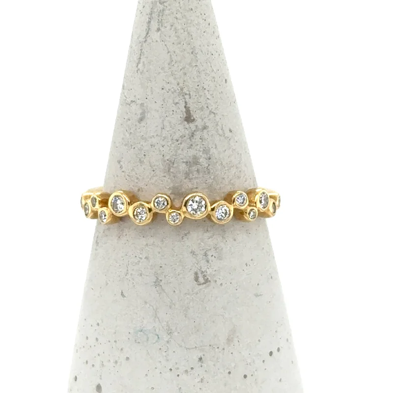 Enamel - Coated Fashion Rings in Bright Colors with Animal - Print Patterns18K Yellow Gold Diamond Bubbles Stackable Band