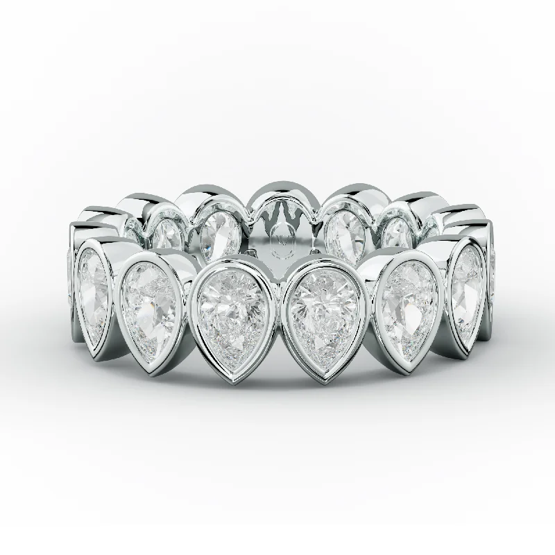 Tennis - Style Women's Diamond Rings with a Continuous Row of Diamonds for a Classic and Versatile Look3.0 Carat Bezel Set Pear Cut Diamond Eternity Band