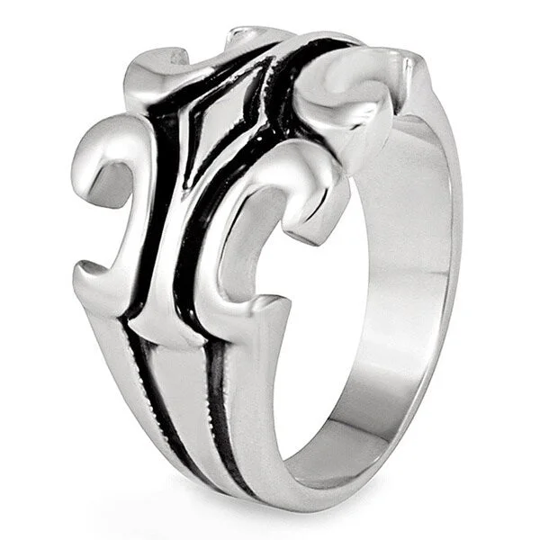 LED - Lit Fashion Rings in Plastic with Color - Changing Effects for a Futuristic LookMen's Fleur de Lis Grooved Polished Stainless Steel Ring